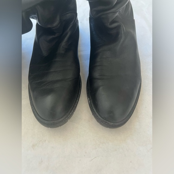 Stuart Weitzman Over the knee Boots Black Leather Pull On Round Toe Size 8.5 M - Picture 3 of 8